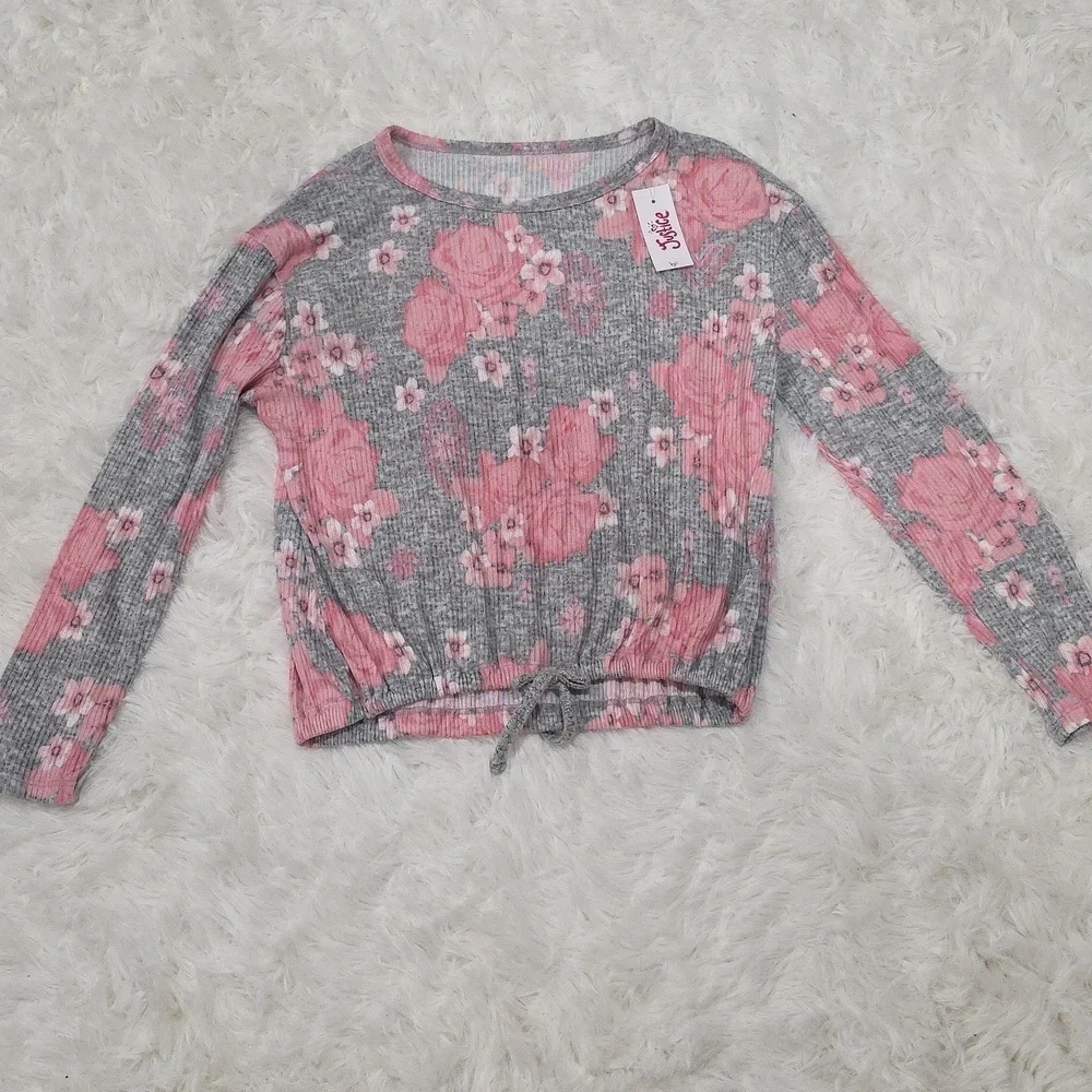 Justice Pink & Gray Floral Top. Size 10. NWT